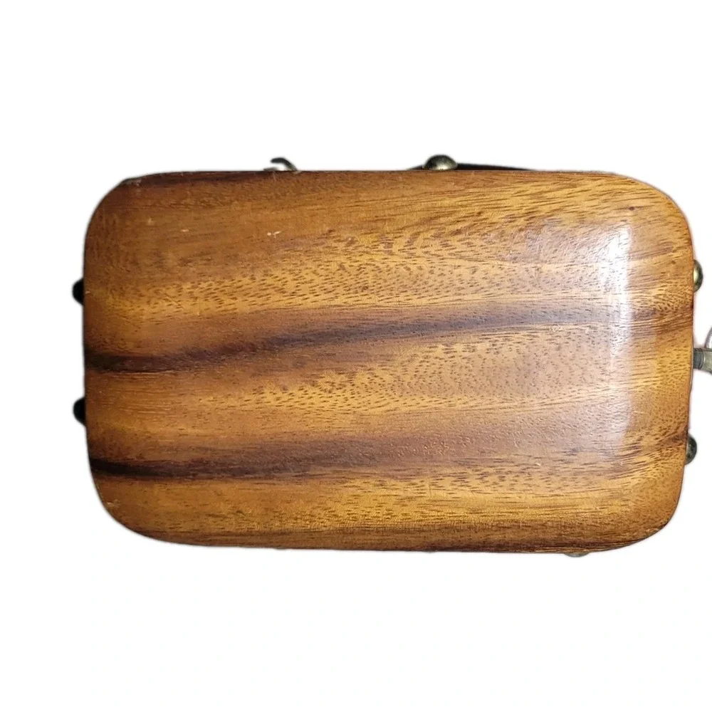 Vintage Mahler Purse Made In Philippines Wood Straw Grapes And Leaf...